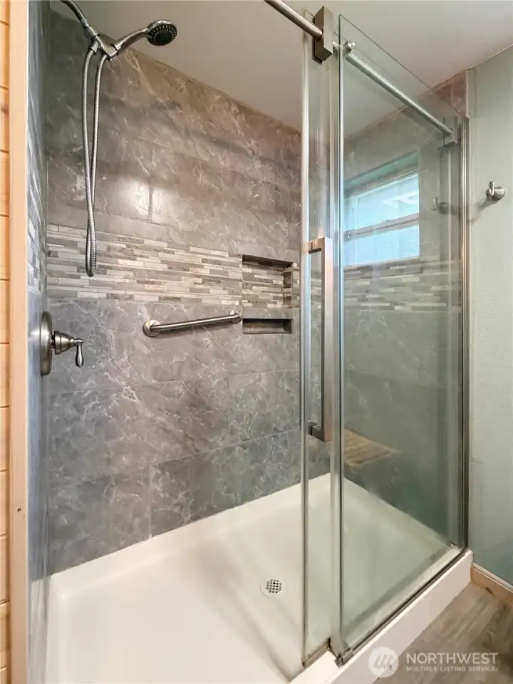Walk-in shower. You've never felt quality like this shower door!
