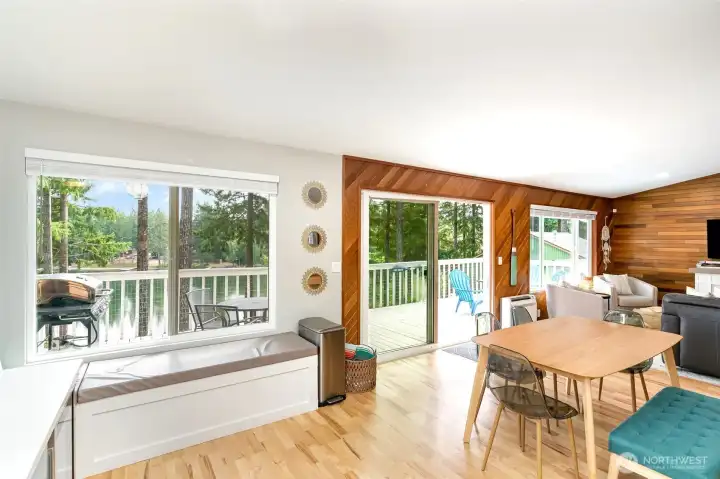 Built-in window bench for gatherings