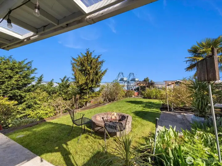 Fire pit with water views