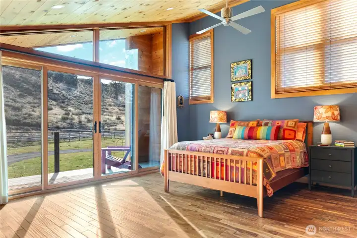 The bedroom has its own private balcony.