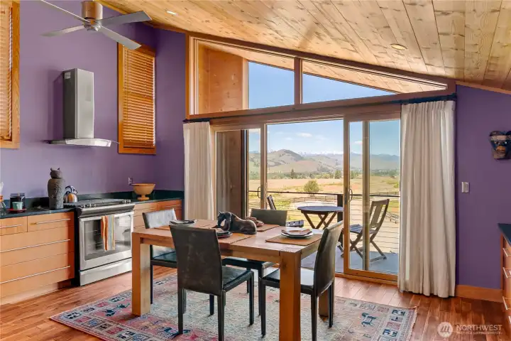 A wall of windows takes advantage of incredible up valley views.