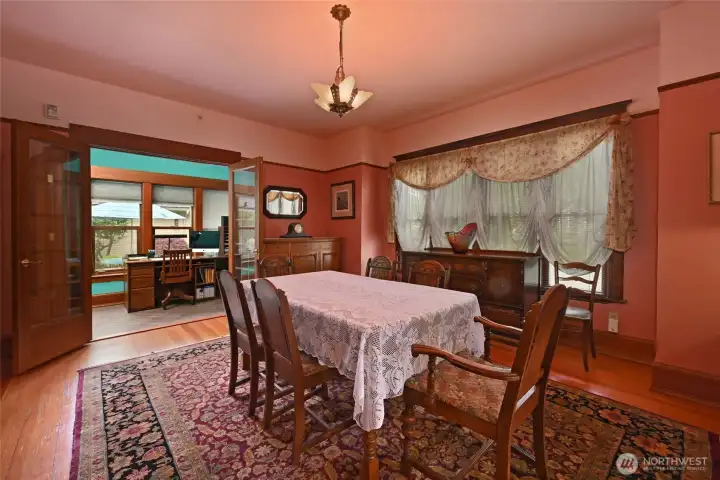 Formal dining room looking into office