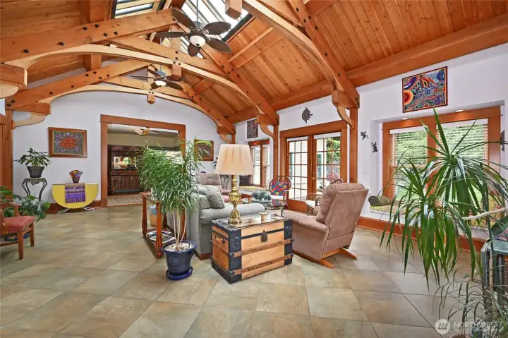 Beautiful sun-filled atrium, from primary residence