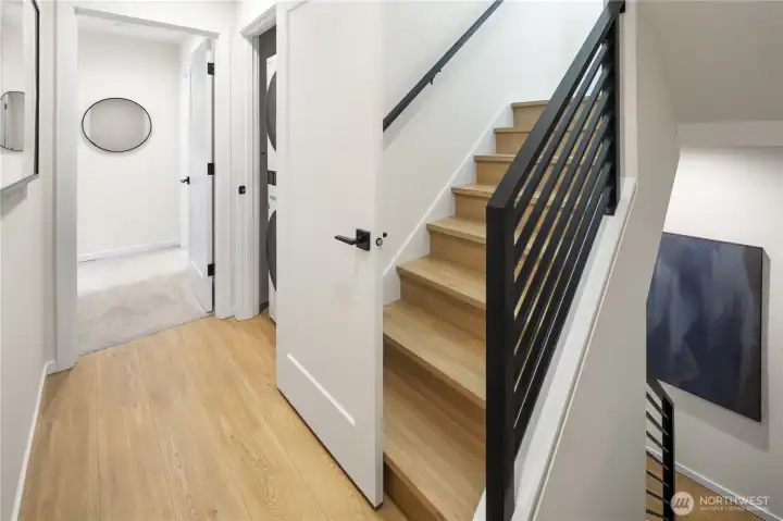 All right, we're back on the landing and now let's head up the stairs and check out the cool outdoor deck.