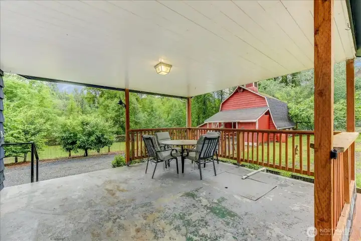 Enjoy the covered deck year-round while you watch your animals graze Enjoy the covered deck year-round while you watch your animals graze