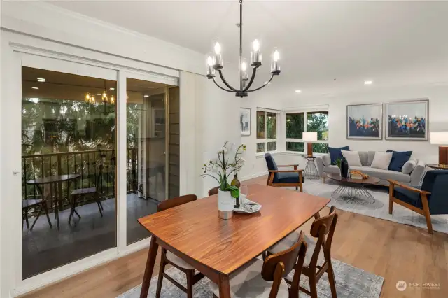 dining area next to the private balcony