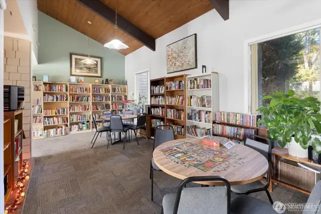 Many books and games are shared at the clubhouse