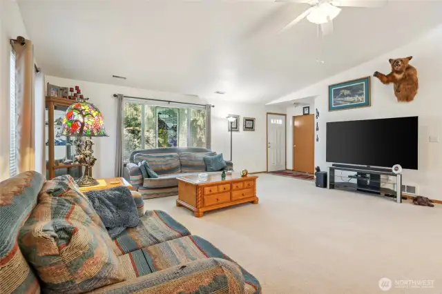View of living room from the dining area