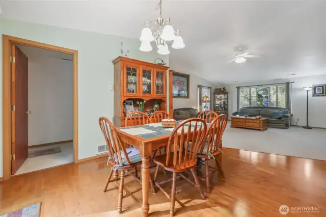 Open concept kitchen, dining and living room