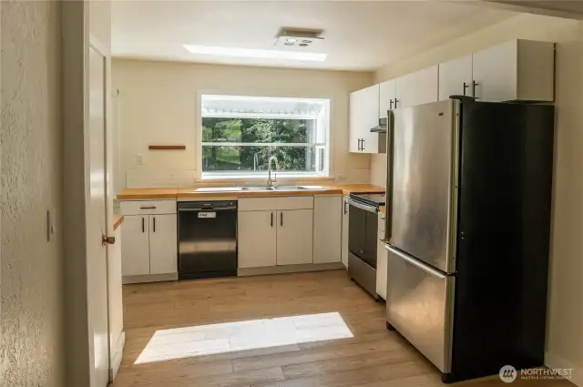 Kitchen seen entry/living area