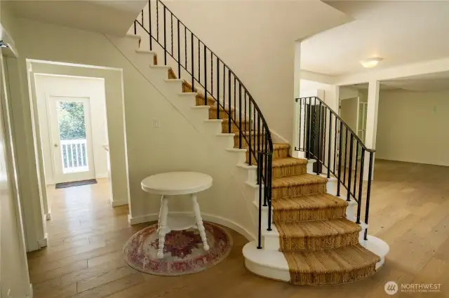 Entryway and spiral staircase