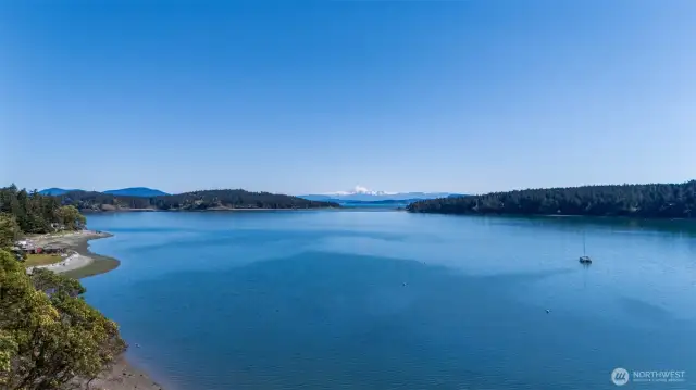 Aerial view of Mud Bay above community beach