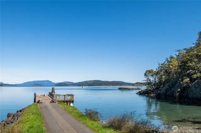 Hunter Bay dock, nearby, with public beach to the right