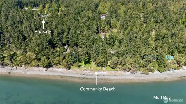 Aerial of property and community beach