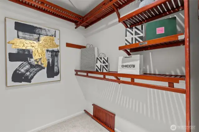 Walk in closet serving the primary