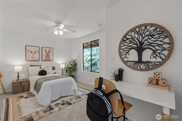 Bedroom 2, 9x14± with new carpeted flooring