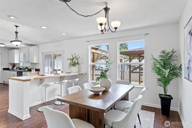 Dining room with breakfast bar seating