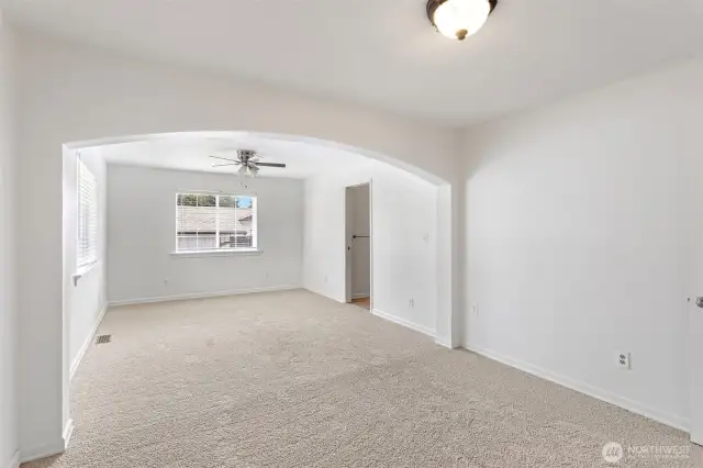 Primary bedroom with large double closet and private full bath