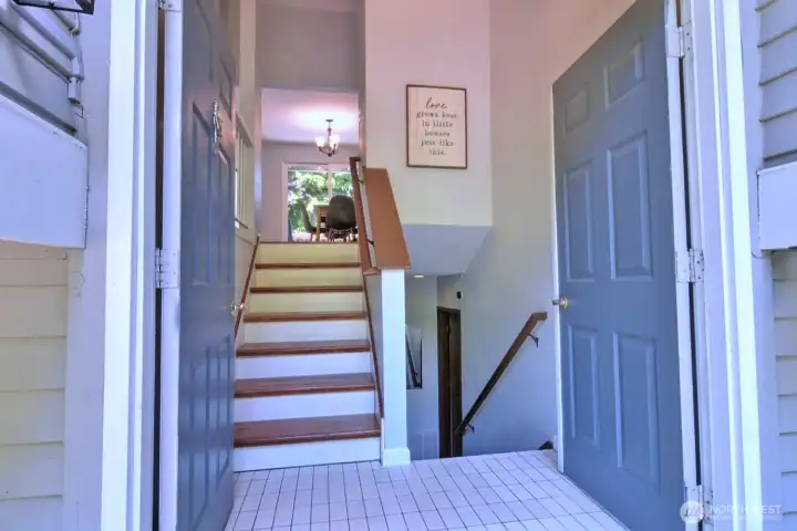 Main living area is up, secondary living area is down.
