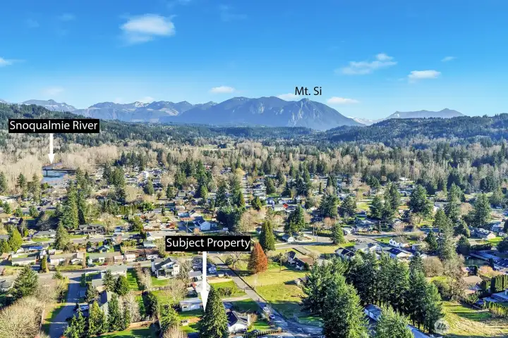 View to East to include Snoqualmie River and Cascades.