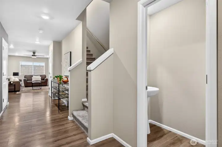 Powder room off entry way