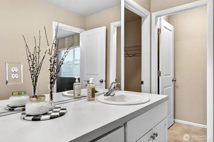 Primary bath - water closet and walk-in closet