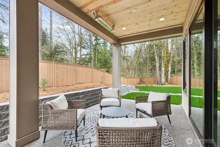 Covered patio with overhead heater