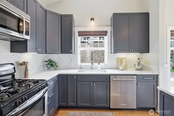 Plenty of counter space and storage here.