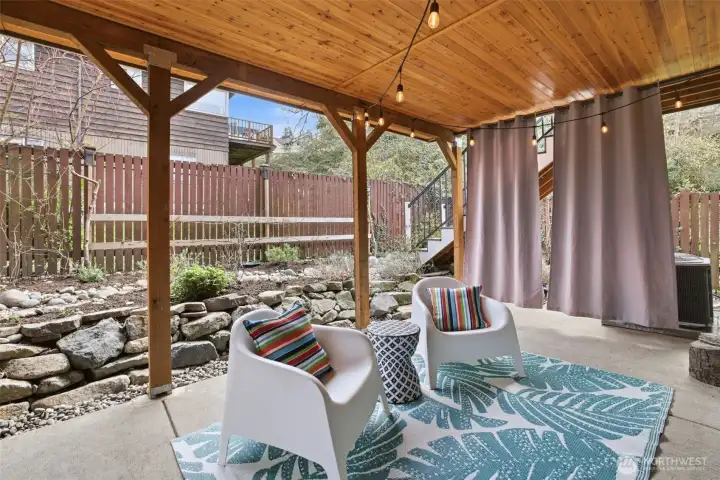 Back patio off of lower level.