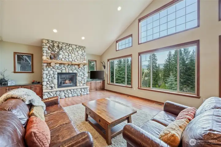 Great room with fireplace