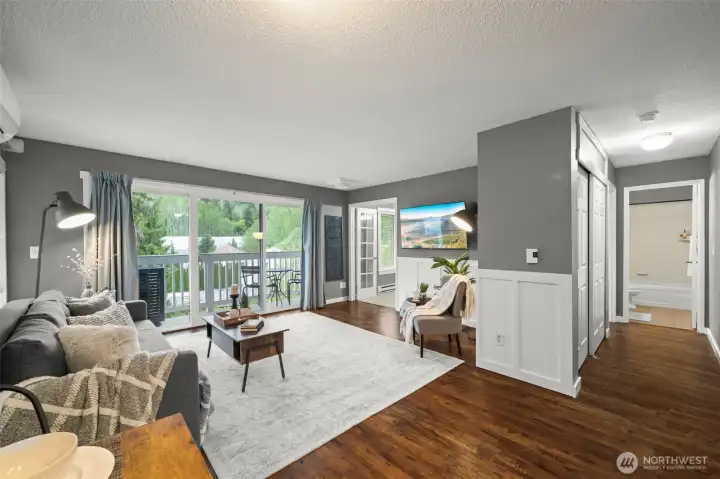 Living Room with Slider to Your Private Deck