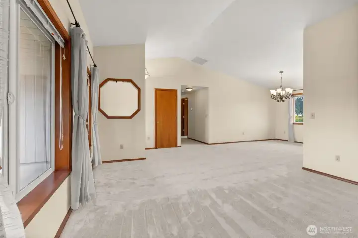 Vaulted ceilings makes the space feel bright and spacious.