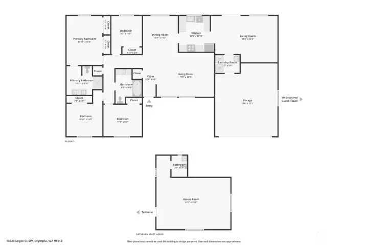 Floor plan of main home and studio space.