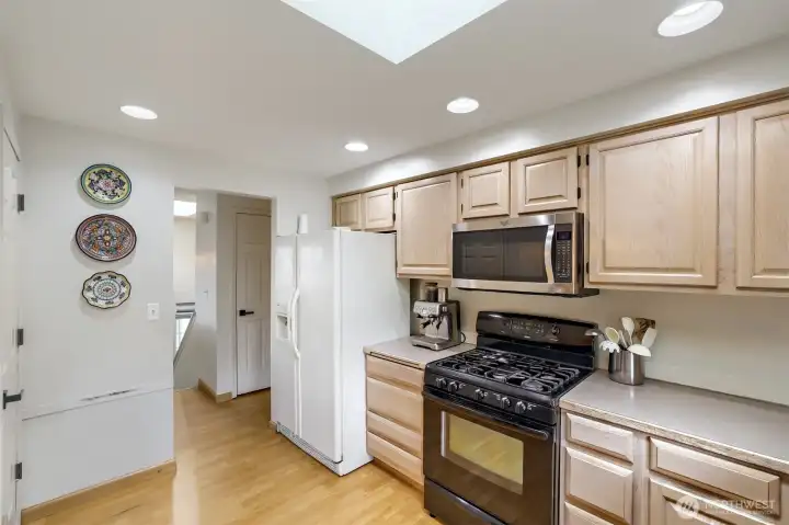 Plenty of cabinetry provides excellent storage.