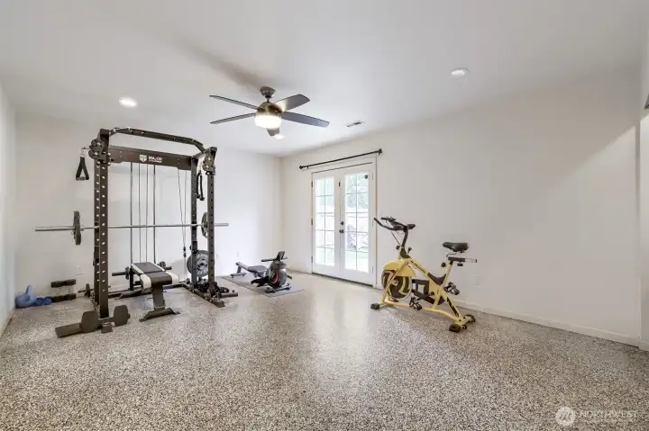 French doors open directly to the patio and backyard.