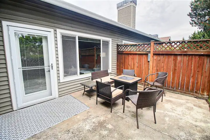 Private patio out back