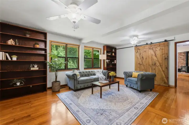 This family room is in the center of the home, making it the perfect gathering spot in this single-story home.