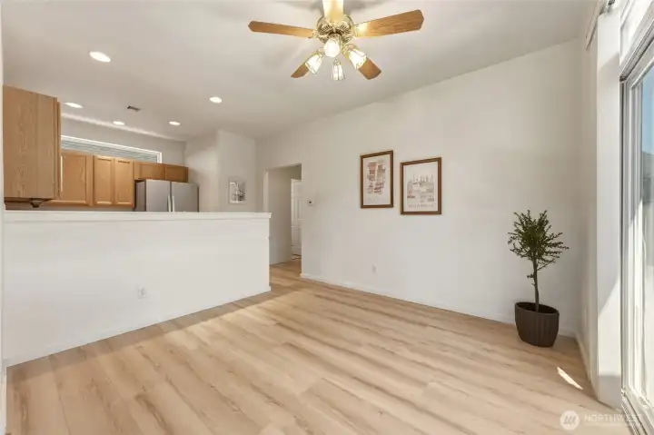Plenty of space for a full size table to entertain.
