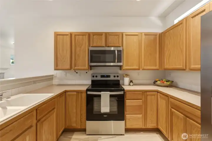 Ample countertop space and ideal layout.