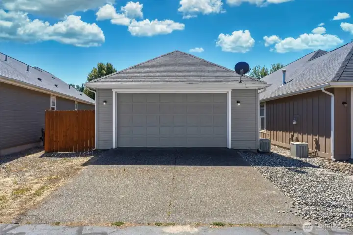 Alley access to double car garage.