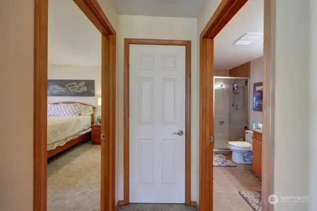 Main bedroom and bathroom entry