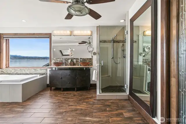 The home's spacious primary en suite bath.