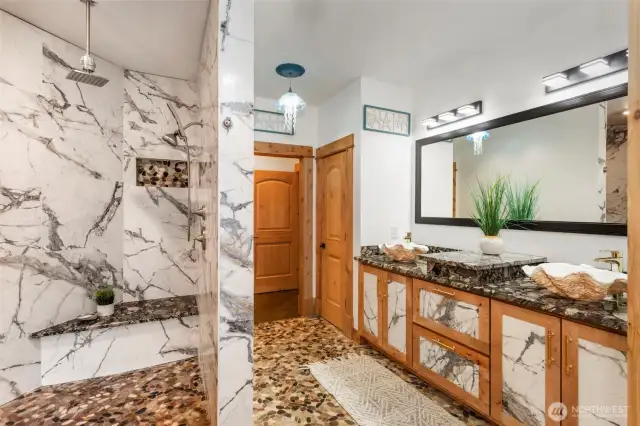 Primary bathroom with curb-less shower entry!