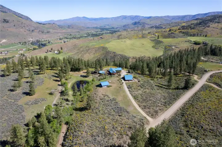 Aerial view shows the lovely setting with so many different vantage points to enjoy panoramic views!