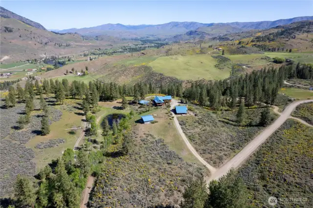 Aerial view shows the lovely setting with so many different vantage points to enjoy panoramic views!
