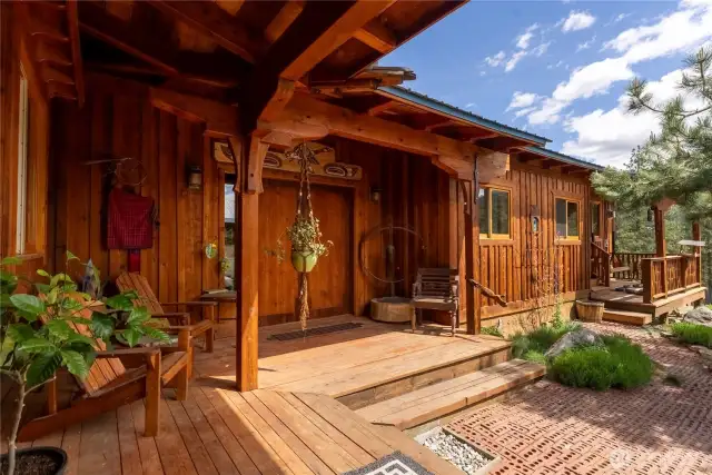 Beautiful, hand-carved entry door.