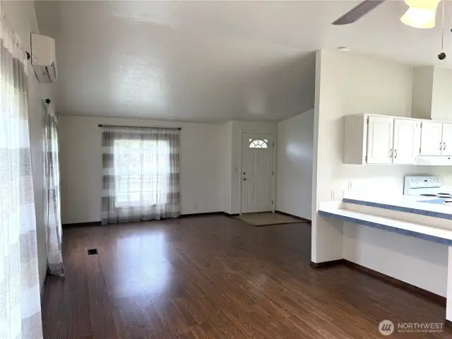 Large living and dining room combination. Place for a buffet.
