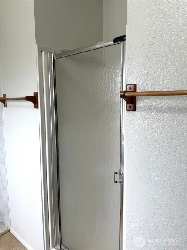 Separate shower.