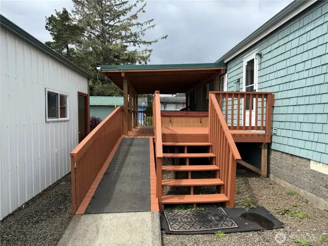 Ramp and stairs for convenient access.