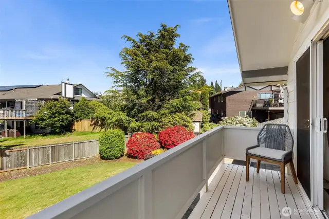 Deck overlooking the peaceful backyard